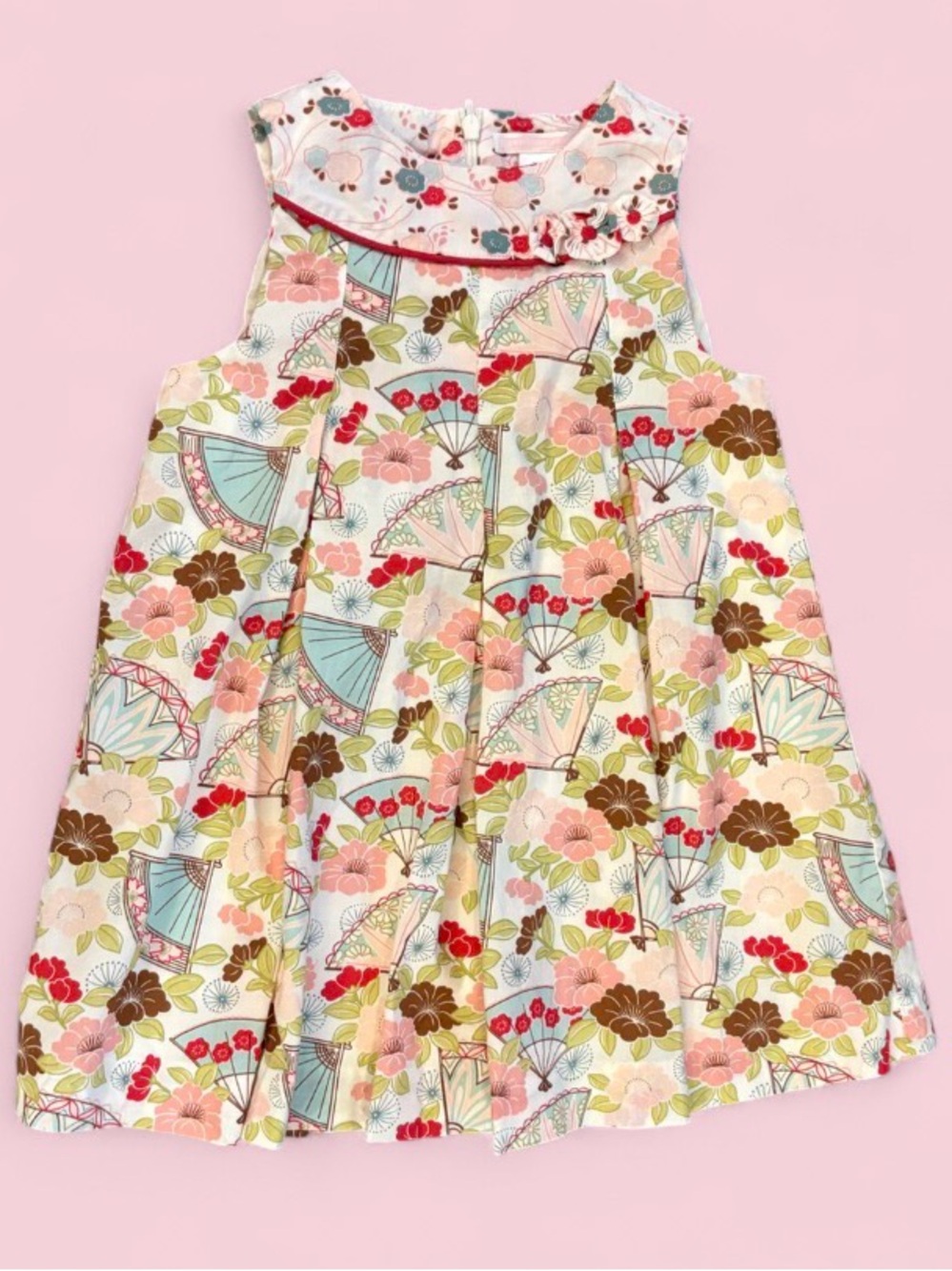 EUC Y2K Janie and Jack Vintage Style Floral Fan Dress Size 2T